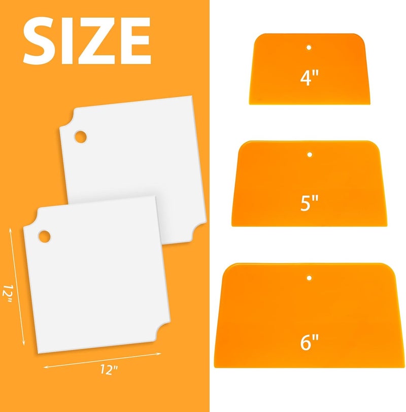 Minatee 2 Pcs 12 x 12 Inch Plastic Body Filler Mixing Board with 3 Pcs Reusable Body Filler Spreaders 4, 5, 6 Inch Plastic Spreaders, Auto Body Tools for Applying Automotive Fillers Putties Glazes - Image 2